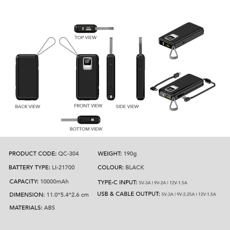 22.5W Quick Charge Powerbank with Built-in Cable Executive Corporate Gifts Singapore