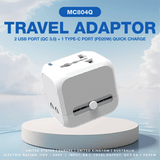 World Travel Adaptor With 2 USB-A + 1 USB-C PD20W Quick Charge Executive Gifts Singapore