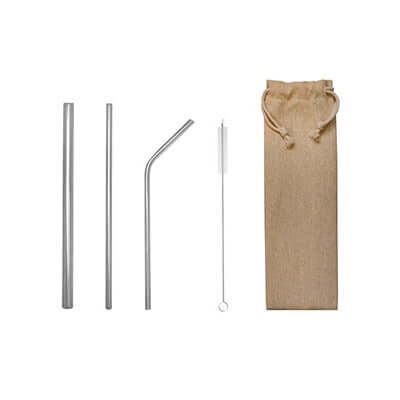 Eco Friendly Stainless Steel Straw Set with Canvas Pouch Executive Corporate Gifts Singapore