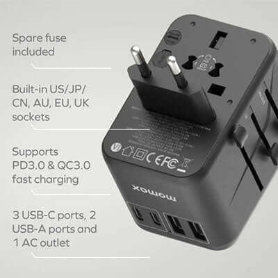 Momax 1-World Universal 5-Port Travel GaN Charger 70W Executive Corporate Gifts Singapore