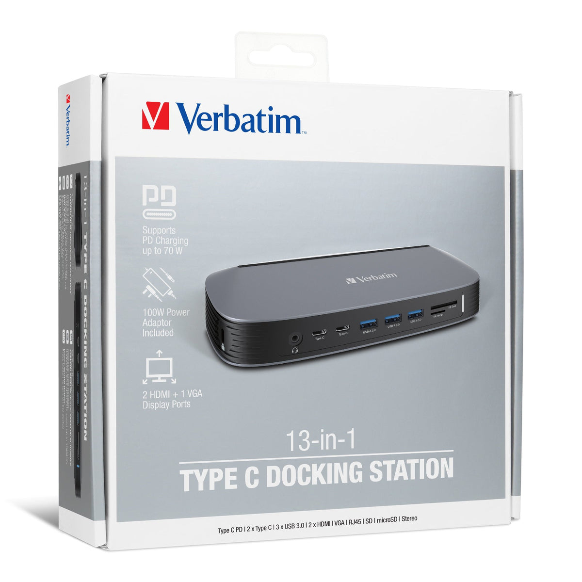 Verbatim 13-in-1 Type C Docking Station with AC Adaptor 100W Executive Gifts Singapore