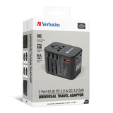 Verbatim 3 Port 65W PD 3.0 & QC 3.0 GaN Universal Travel Adaptor Executive Corporate Gifts Singapore
