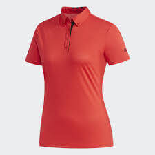 adidas Women's Golf Polo Shirt in vibrant red color, perfect for stylish golf performance and executive corporate gifts.