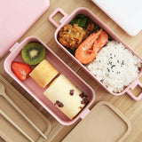 2-tier Wheat Straw Lunch Box with Fork and Spoon Executive Corporate Gifts Singapore