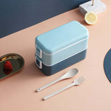 2-tier Wheat Straw Lunch Box with Fork and Spoon Executive Corporate Gifts Singapore