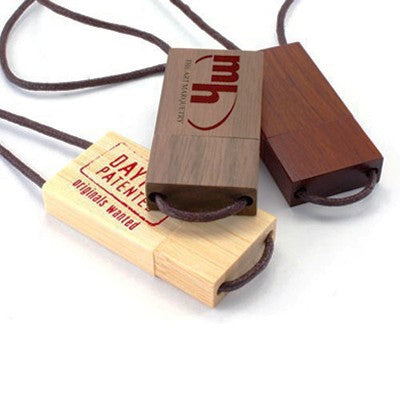 Wooden USB Flash Drive With Sliding Cord Lanyard Executive Corporate Gifts Singapore