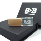 Wooden Crystal USB Drive with LED Light USB Executive Corporate Gifts Singapore