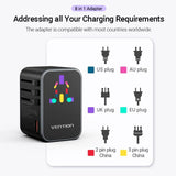 Vention 3-Port GaN USB A/C Universal Travel Adapter Executive Corporate Gifts Singapore