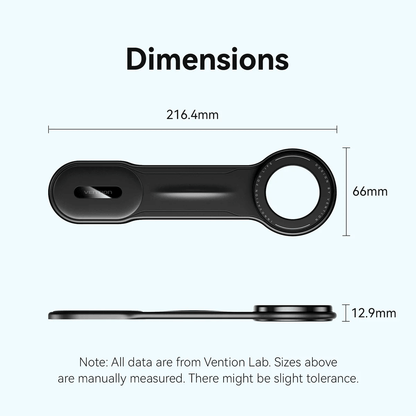Dimensions of Vention Magnetic Car Phone Mount showcasing length and width measurements.