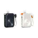 Remax RPP-116 Powerbank with Wall Plug 10000mAh in black and white, featuring wireless charging and detachable cord.