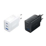 Vention 3-Port USB (C+C+A) GaN Charger 65W in black and white, perfect for corporate gift.