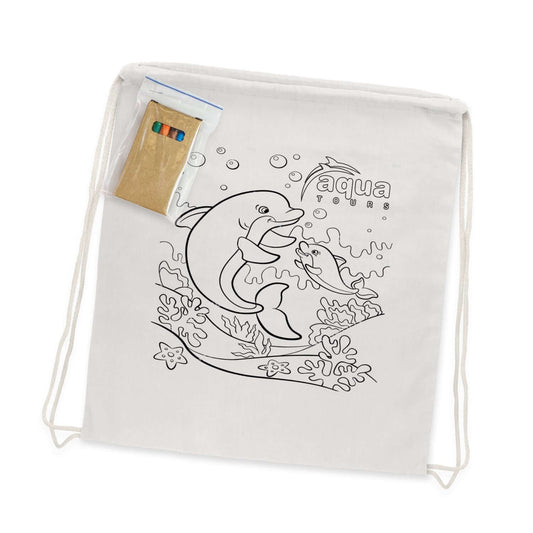 Cotton Colouring Drawstring Backpack Corporate Gift Singapore
