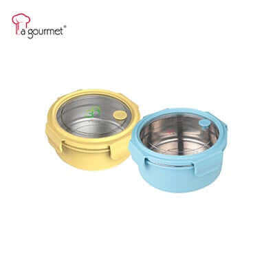 La Gourmet 1L Round Lunch Box With 304 S/S Insert Executive Corporate Gifts Singapore