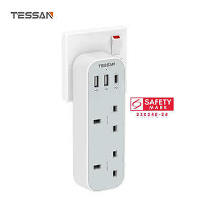 TESSAN Vertical Socket Extension Adaptor with 3 USB Corporate Gifts Singapore