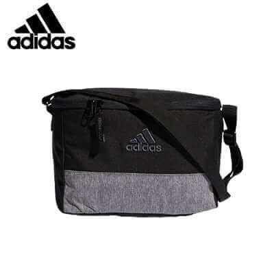 adidas Golf Cooler Bag in black and grey with logo, designed for easy carrying and beverage storage.