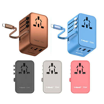 Momax 1-World+ 3-Port Travel GaN Charger With Built-in USB-C Cable 70W Executive Corporate Gifts Singapore