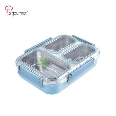 La Gourmet Sassy 1.2L 3 Compartments Stainless Steel Insert Lunch Box Executive Corporate Gifts Singapore