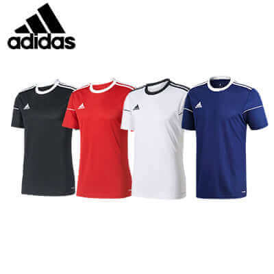 adidas Squadra 17 Jerseys in black, red, white, and blue, showcasing comfort and style for athletes.