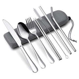 7 Pieces Stainless Steel Cutlery and Straw Set | AbrandZ Corporate Gifts