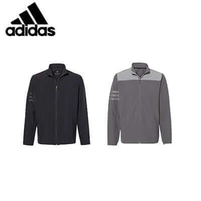 adidas 3-Stripe Wind Jackets displayed in black and gray, perfect for outdoor and casual wear.