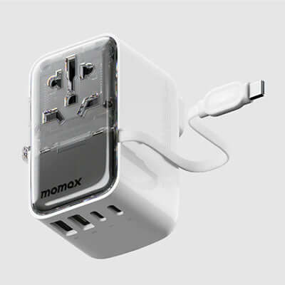 Momax 1-World+ Flow 4-Port Travel Charger With Built-In USB-C Cable 35W Executive Corporate Gifts Singapore