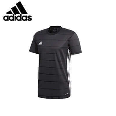 adidas Campeon 21 Sports Tee Shirt in black with stripes for comfort and style in workouts