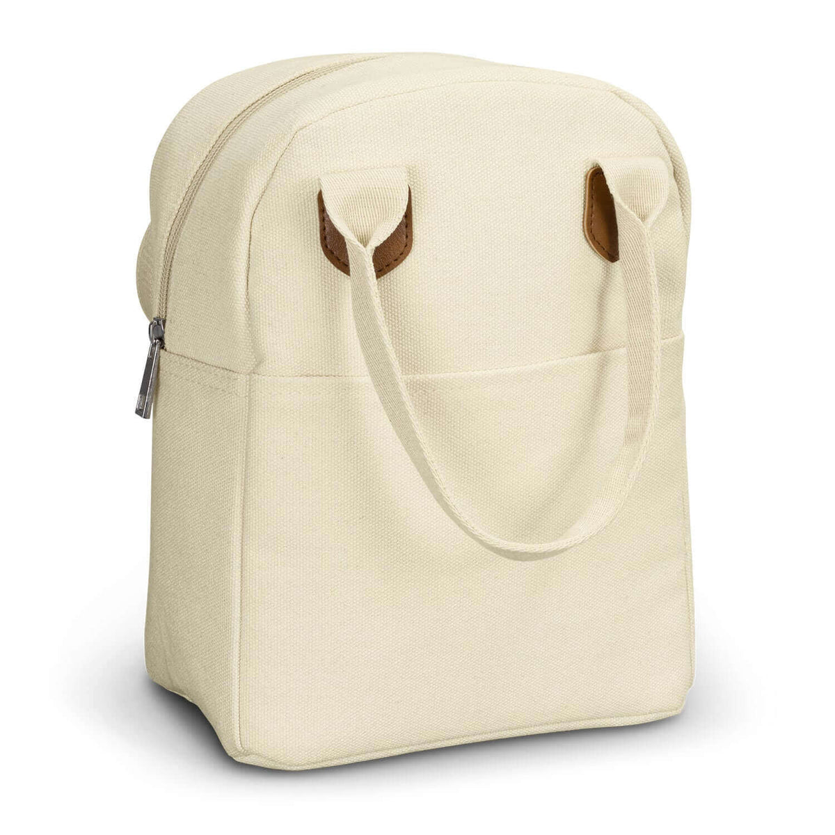 Colton Lunch Bag in cream color with stylish cotton handles and leather-look accents, perfect as a Corporate Gift Singapore.