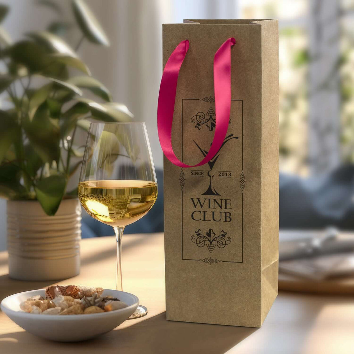 Champagne Ribbon Handle Paper Bag Corporate Gift Singapore