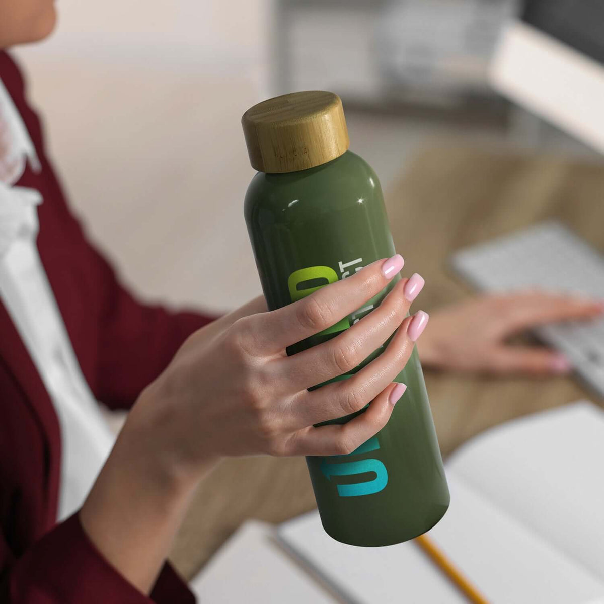 Eden Aluminium Bottle Bamboo Lid Corporate Gift Singapore