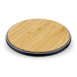 Bamboo 15W Wireless Fast Charger with natural bamboo pad and aluminum base
