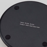 Bamboo 15W Wireless Fast Charger bottom view with input and output specifications