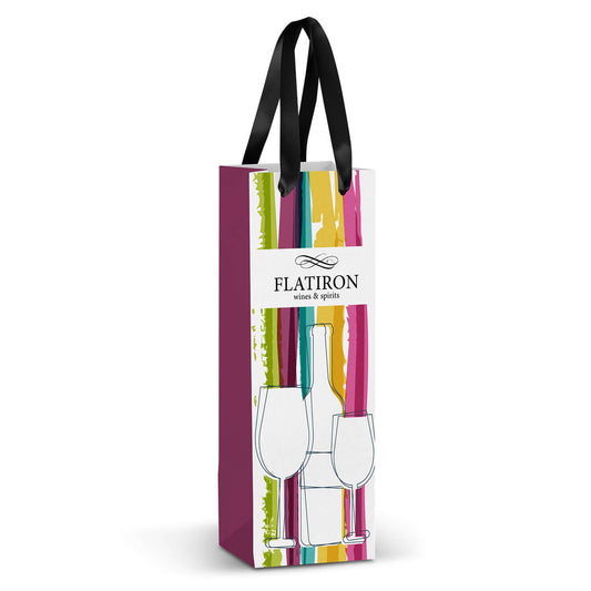Custom Champagne Ribbon Handle Paper Bag - Full Colour Corporate Gift Singapore