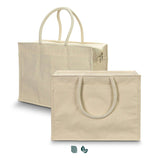 Iconic Shopping Cooler Tote Bag in neutral tones, featuring padded handles and a zip closure for convenient storage.