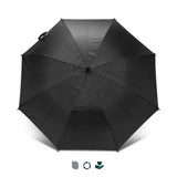 SPICE Waste2Gear Umbrella featuring a sleek black recycled ocean nylon canopy and sturdy design.