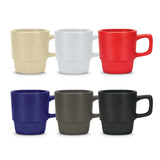 Barista Stackable Coffee Mug in assorted colors, featuring a space saving stackable design for corporate gifts.