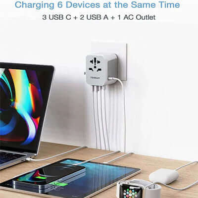 TESSAN Travel Adapter 28W with 3 USB C & 2 USB Ports Corporate Gifts Singapore
