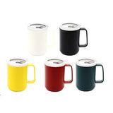 Stainless Steel Mug with Vibrant Colours in various shades including yellow, white, black, red, and green.
