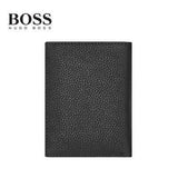 Hugo Boss Folding card holder Classic Grained in black with top-grain leather and minimalist design.