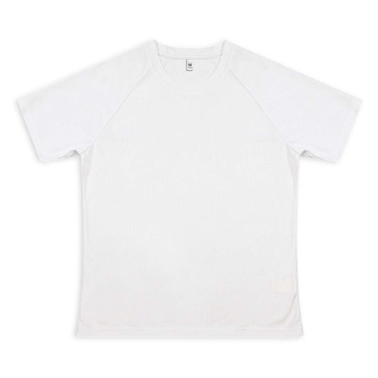 Custom Active T-Shirt in plain white, designed for comfort and active wear, perfect for corporate gifts.
