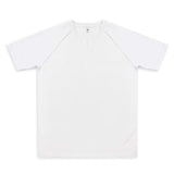 Custom Active V-Neck T-Shirt in white, featuring V-neck and raglan sleeves, perfect for corporate gifts.