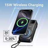 Vention 10000mAh Power Bank with Plug showcasing 15W wireless charging compatibility and efficiency.