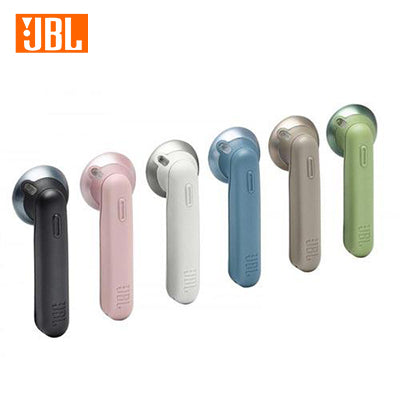 JBL Tune 220TWS stem-style earbuds shown individually in six colour examples