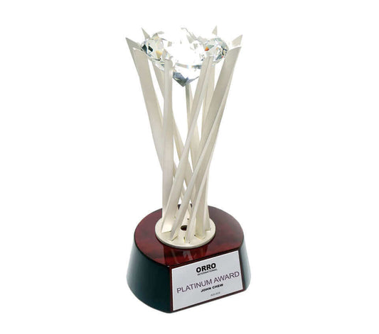 Senza Radius Diamond on Round Wood Base Executive Gifts Singapore