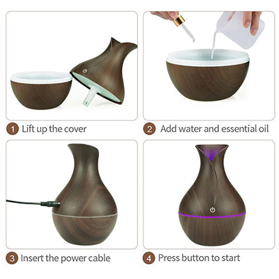 Wooden Vase-Shape Ultrasonic Aroma Diffuser Executive Corporate Gifts Singapore