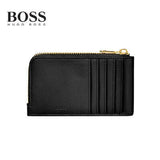 Hugo Boss Signature Long Card Holder in black with gold zippers and card slots, ideal as a Corporate Gift.