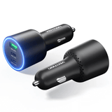 Vention Three-Port USB C+C+A Car Charger, efficient charging solution for multiple devices on the go.