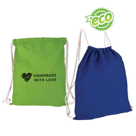 Eco Friendly Colourful Canvas Drawstring Backpack Executive Corporate Gifts Singapore