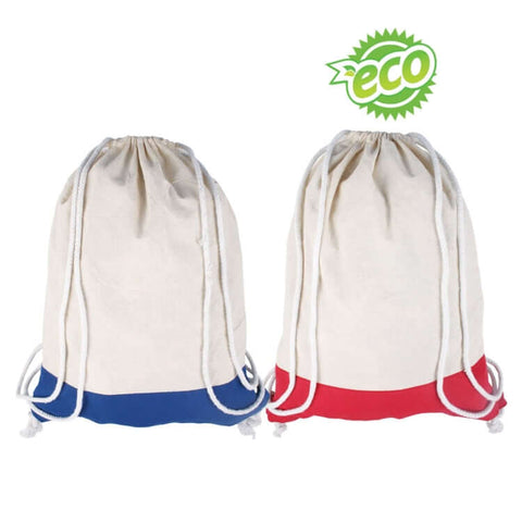 2 Tone Cotton Drawstring Backpack