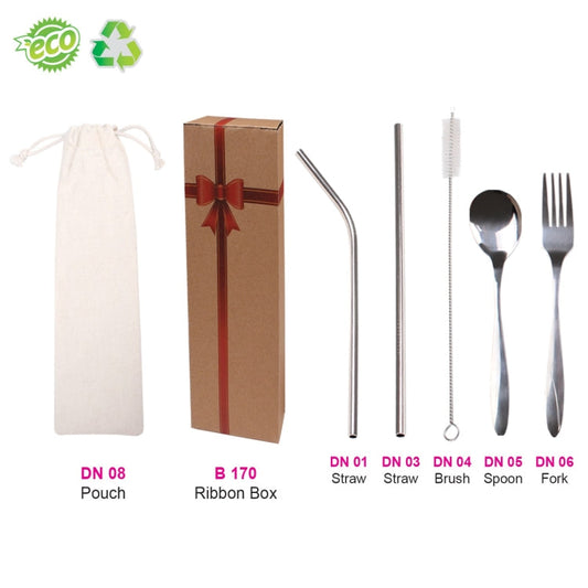Eco-Friendly Stainless Steel Straw & Cutlery Set Executive Gifts Singapore