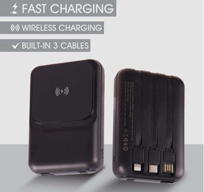 Fast Charging Wireless Powerbank With Built-In 3 Cables Executive Corporate Gifts Singapore